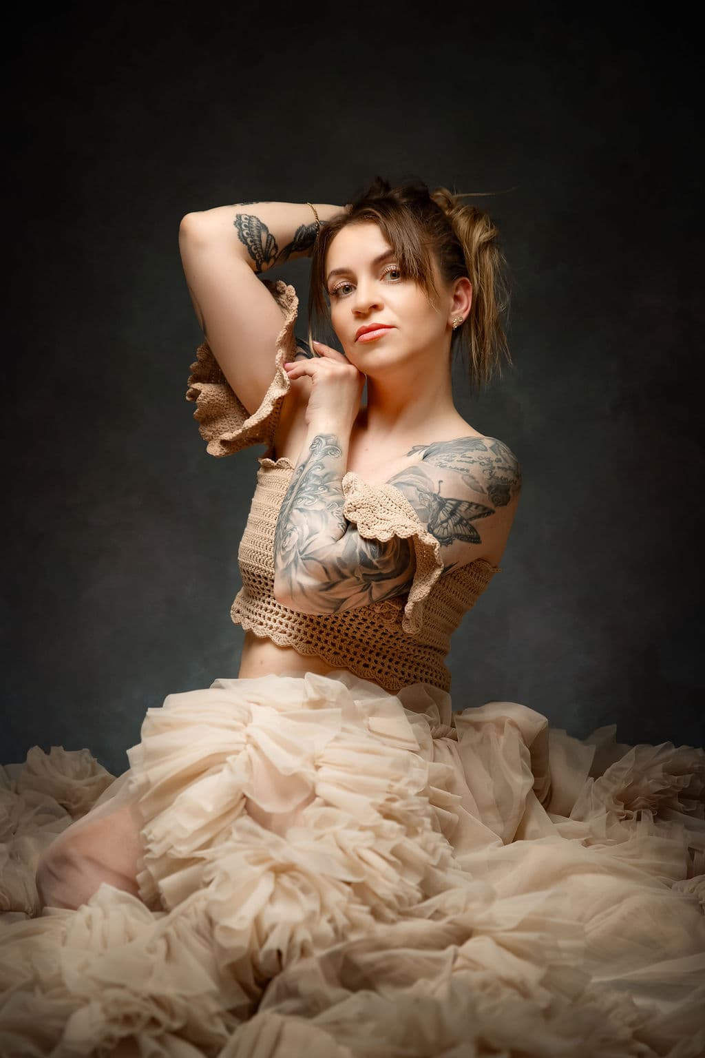 Studio glamour with flowing tulle