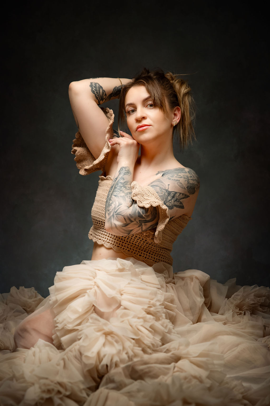 Studio glamour with flowing tulle