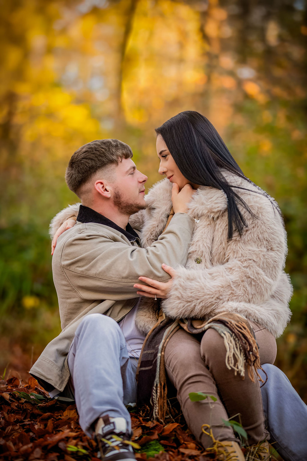 Romantic couple moment in autumn